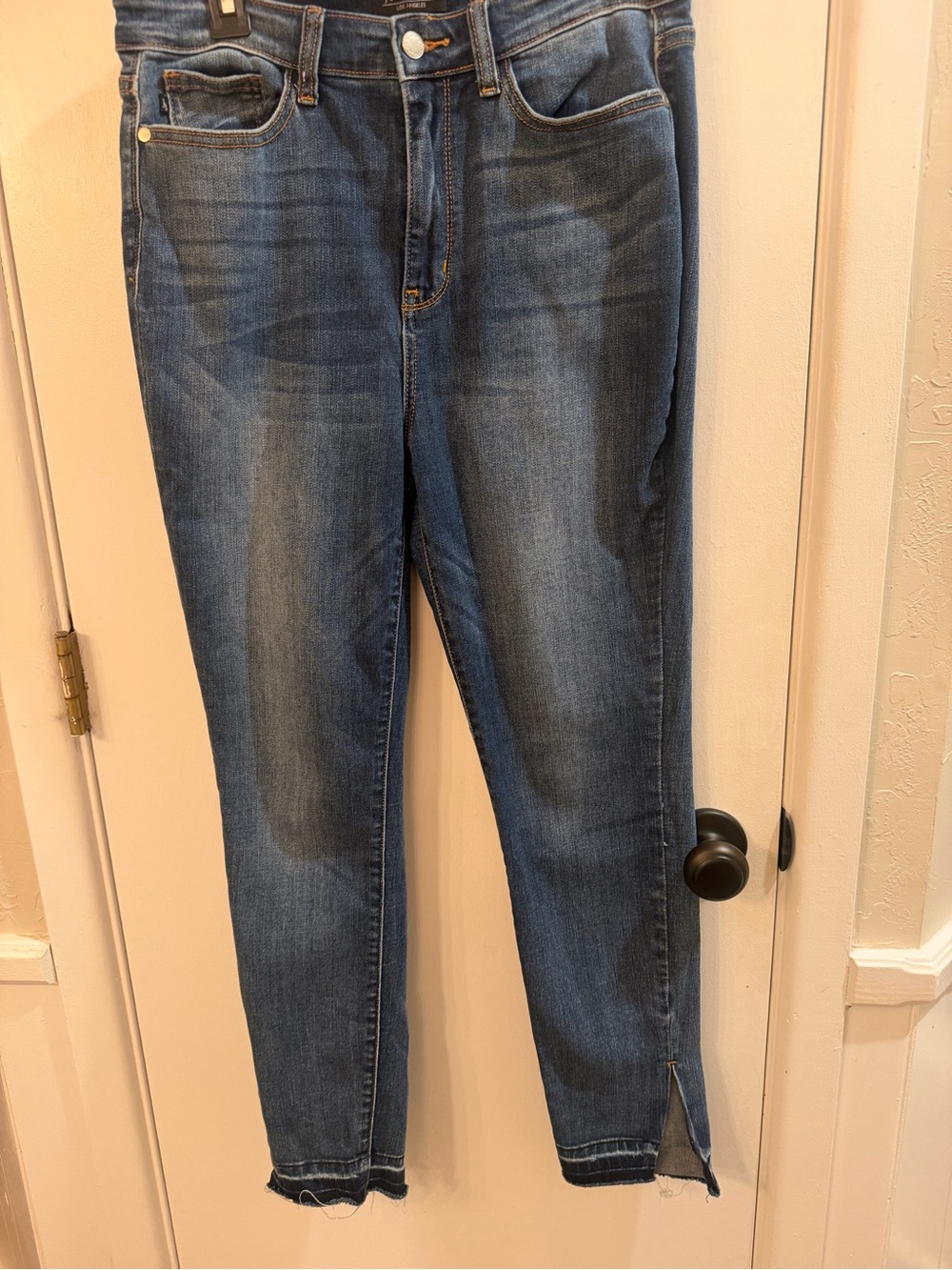 Judy Blue Jeans Womens High Waist Skinny Raw Hem Split Ankle